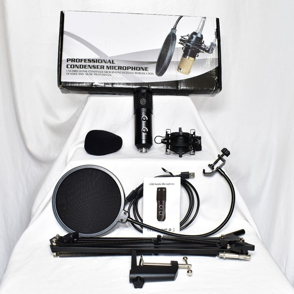 Studio Condenser USB Microphone Computer PC Microphone Kit Adjustable Boom NOB